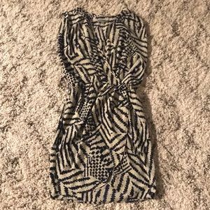 Blue and white patterned dress